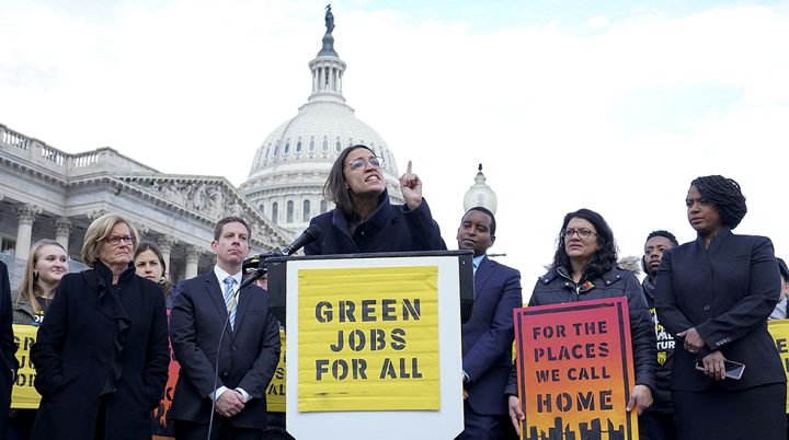 Alexandria Ocasio-Cortez (D-NY) speaks at the House Triangle on November 30, 2018 to show her support for a Green New Deal in next year's Congress. I Photo: thehill.com